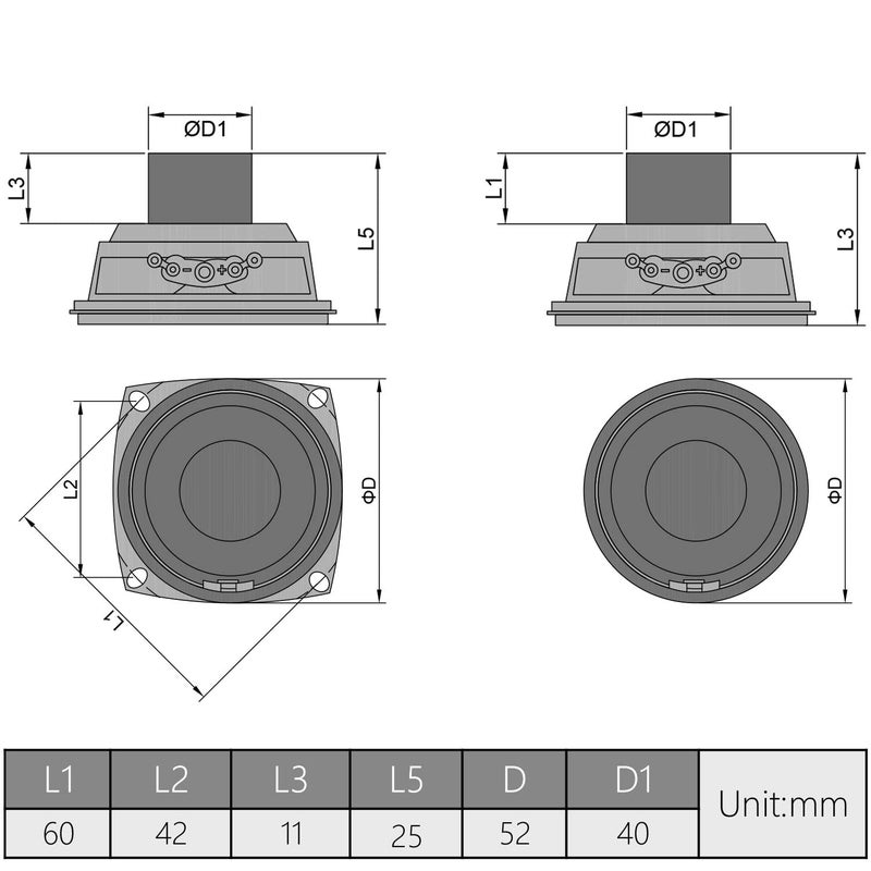 Fielect DIY Magnetic Speaker 3W 4 Ohm Full Range Audio Speaker Stereo Woofer Loudspeaker Replacement for Arduino, 52mm Diameter 1Pc - Image 3